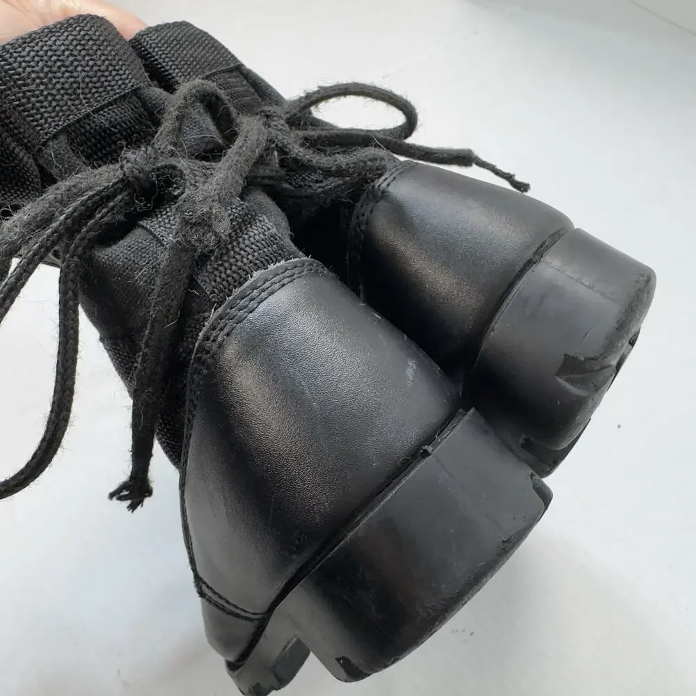 Rothco Combat Jungle Boots Youth 1R Black Leather Canvas Lace-Up